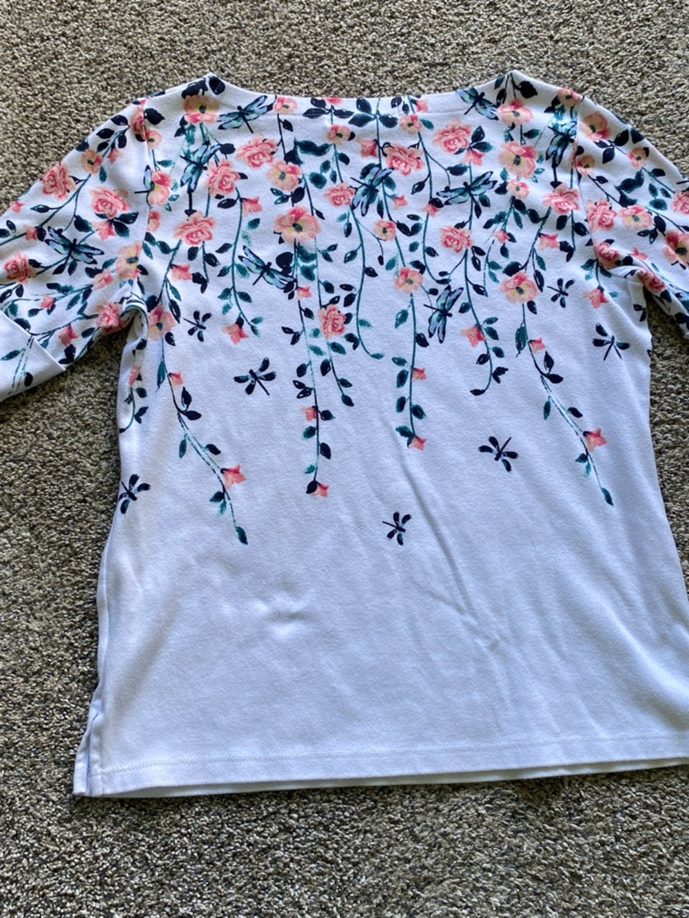 Karen Scott White Short-Sleeve Tee with Pink Rose & Green Vine Print - Picture 6 of 6
